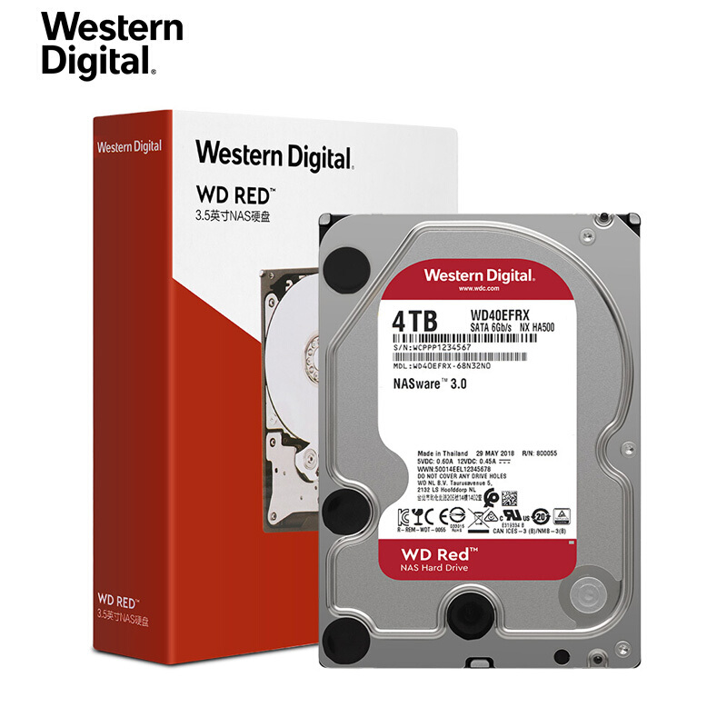 西部数据 WD40EFRX NAS网络存储硬盘红盘 4TB 64MB缓存