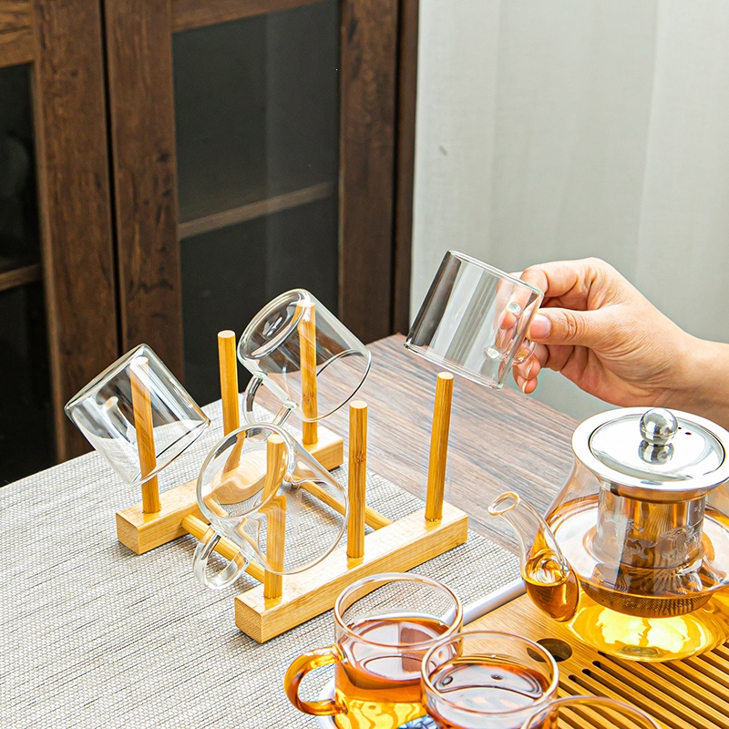 古达玻璃功夫茶具套装家用泡茶器透明茶杯带把红茶花茶壶办公茶壶
