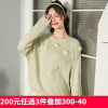 [1折价52.9元叠加优惠券]唐狮春季新款女毛衣圆领小花慵懒宽松针织衫设计感甜美上衣