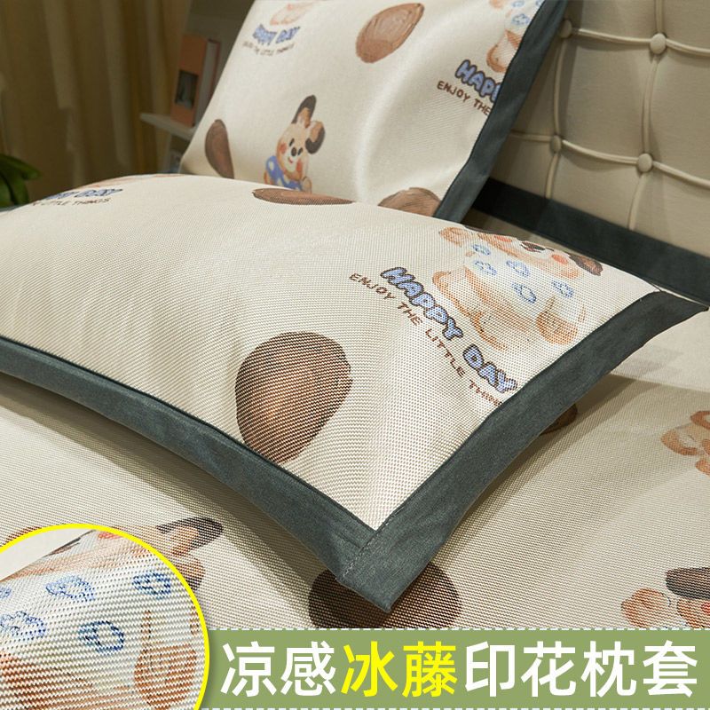 夏季冰丝枕套纯色枕芯套48x74cm单人宿舍枕头套一对装一只装