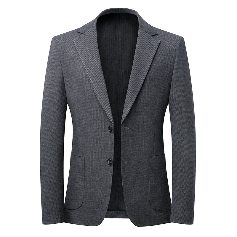 牙签条纹秋冬厚款休闲西服弹力免烫潮流西装韩版修身单西