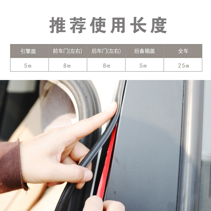 汽车门密封条隔音型双层胶条防尘车窗车门框中控台全车用改装[四车门