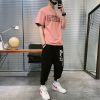 梵克公牛ins牌套装男夏天T恤男短袖韩版修身青年男装衣服流帅气休闲男士运动套装