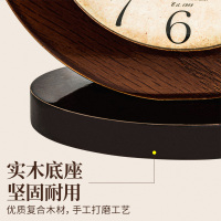客厅复古简约木质钟表 纳丽雅座钟现代卧室台钟美式创意坐钟摆 616-白色-青桔花束- 扫描 11英寸(直径28厘米)