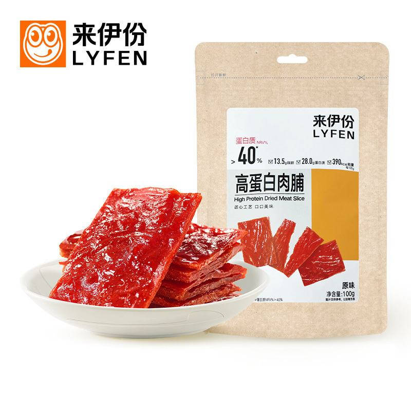 来伊份 高蛋白肉脯100g靖江风味猪肉脯 自然片猪肉干肉脯类休闲小零食网红小吃高清大图