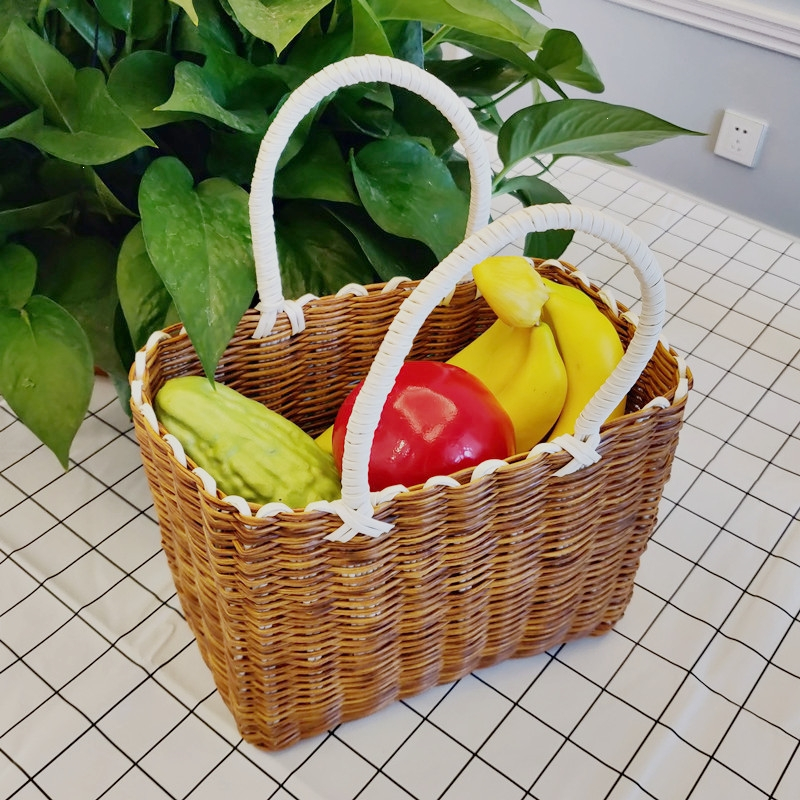 菜篮子购物篮藤编编织买菜道具户外郊游野餐用品全套网红手提ins