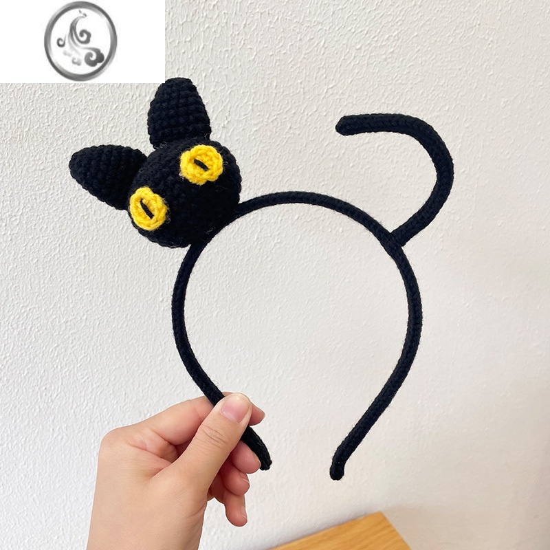 JiMi韩版手工编制黑咪发箍女洗脸化妆网红头箍ins可爱卡通发饰