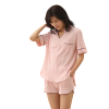 乌拉拉公主睡衣女夏季棉质休闲简约短袖短裤套装V领家居服可外穿