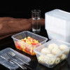 君子风 一次性饭盒方形透明加厚带盖 650ml*300套 餐盒