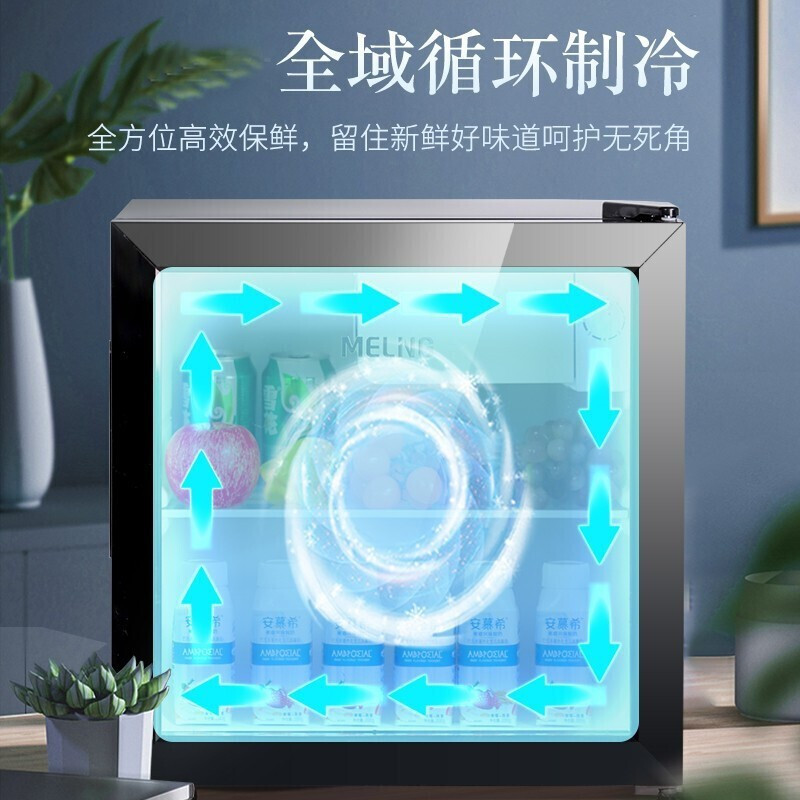 今日特惠I美菱(MELING)SC-50L 冰吧展示柜 全冷藏保鲜迷你立式展示柜 型商用冰柜