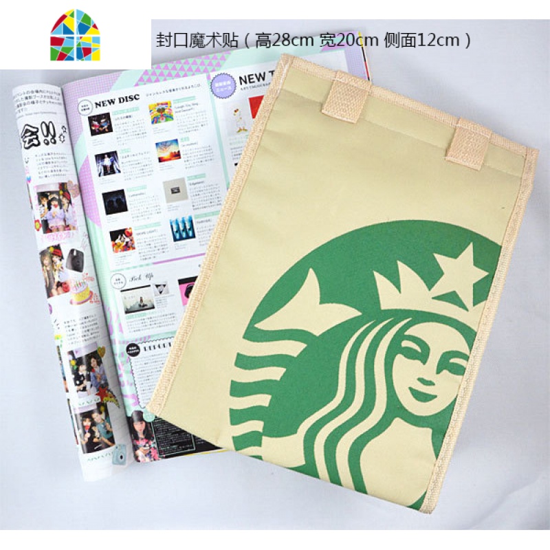 ins日式饭盒袋便当包手拎圆形手提包保温带饭包袋子大号帆布可爱 FENGHOU 卡其色保温便当包高清大图