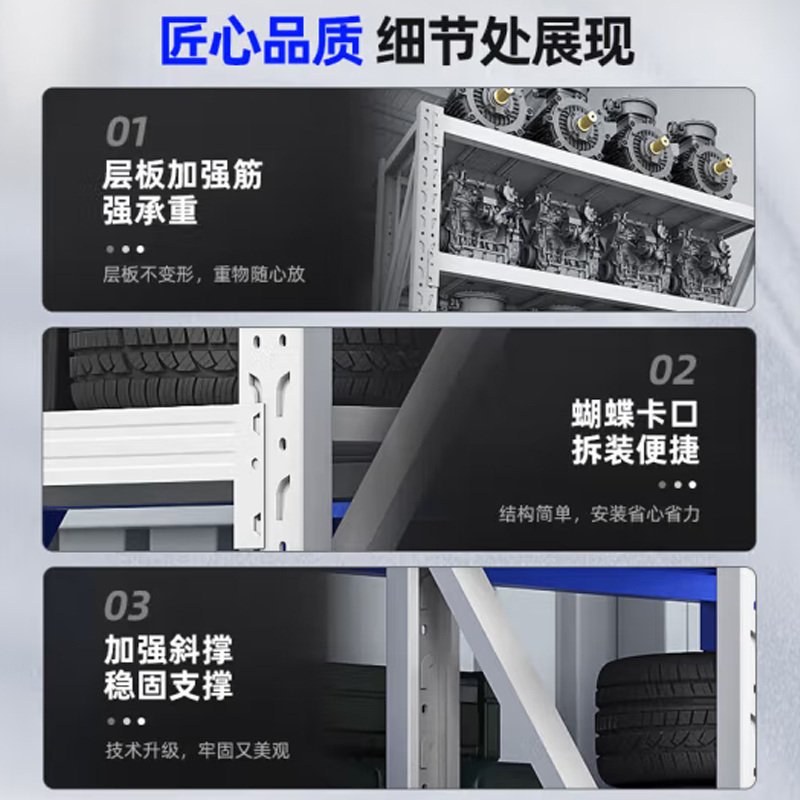 奈高(NAIGAO)货架仓储白色置物架轻型多层架子库房储物架快递架1500*500*2000(承重240KG)