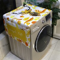 棉麻布艺防尘防水上开滚筒洗衣机罩床头柜盖布冰箱微波炉万能盖巾|黄叶花鹿10 70*180cm(双开门冰箱)