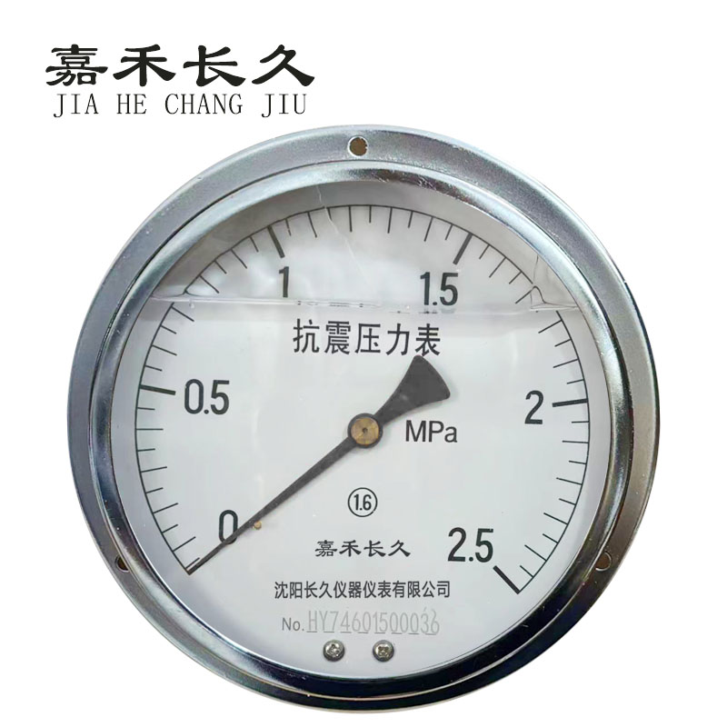 嘉禾长久+耐震压力表轴向带边检测定制型+YTN150ZT+块 0-2.5Mpa