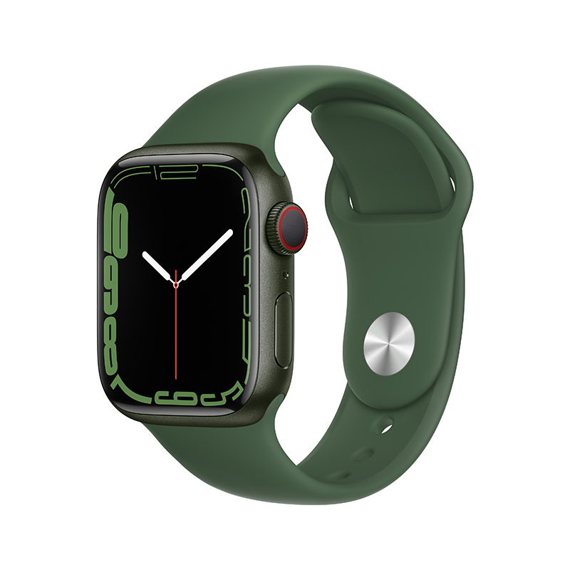 Apple Watch Series 7 蜂窝版 41mm 绿色铝金属表壳 苜蓿草色运动型表带