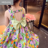 可莉允女童连衣裙夏装儿童裙2023新款油画碎花裙小女孩美背公主裙背心裙