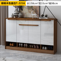 中式实木鞋柜北欧家用储物柜隔断柜口厅柜收纳大容量玄关鞋柜定制 胡桃木色套白T-2216 组装安心抵