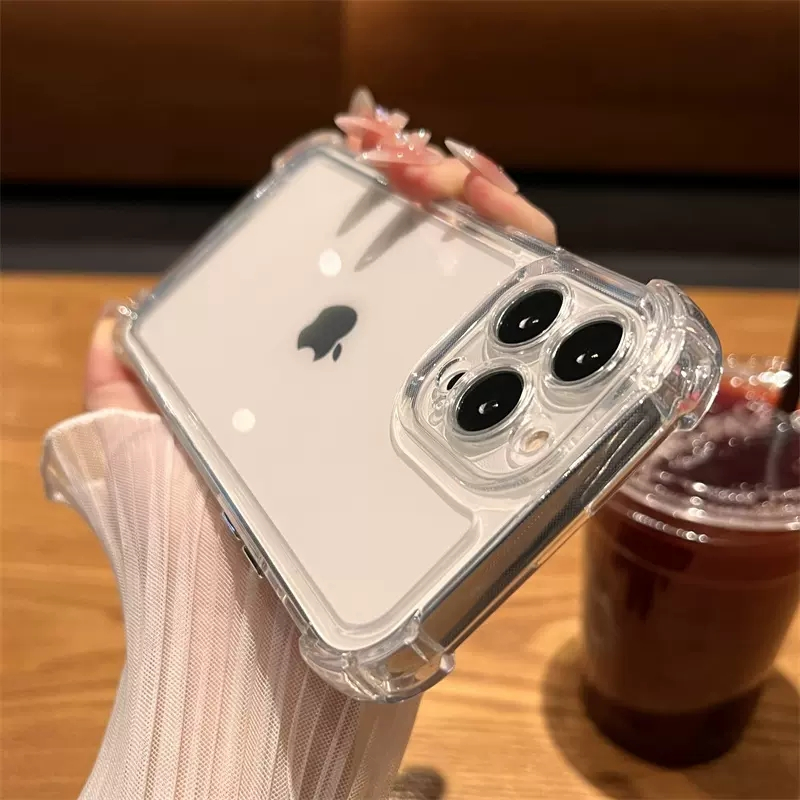 安美宝 透明四角防摔苹果14手机壳新款iphone14promax保护14plus壳13套12镜头11防摔ProMax壳 【全透明】 iPhone15