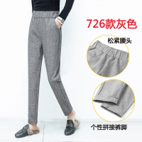 迪鲁奥（DILUAO)加厚毛呢裤子女九分哈伦萝卜裤秋冬2019新款宽松小脚直筒休闲女裤 29. 726灰色