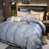 100支长绒棉全棉单被套150200单件纯棉单人双人被罩20020cm_531 150*200cm【适合150*200被子】【双面100%纯 100长绒棉单被套-浅石蓝