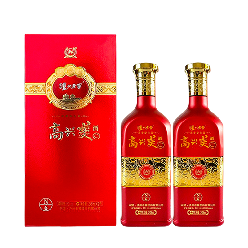 泸州老窖高兴美N6 52度248ml*2瓶浓香型白酒礼盒装