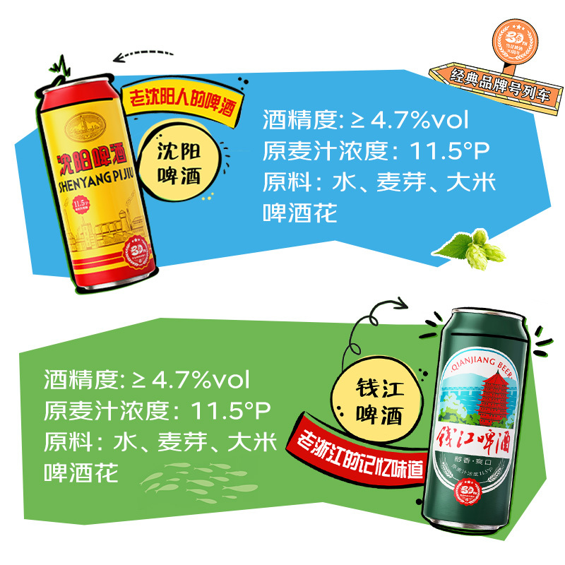 雪花啤酒(Snowbeer)30周年甄选混装礼盒500ml*6听 整箱装