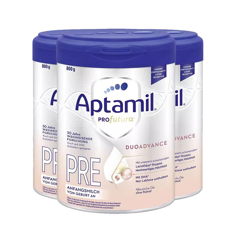 有效期到27年4月-3罐装 | Aptamil德国爱他美 白金版进口婴幼儿PRE段奶粉HMO(0~6个月)800g/罐