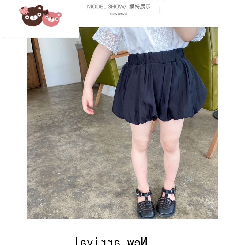 绿彩虹光2022夏装女宝宝女童短裤儿童百搭时髦洋气花苞裤泡泡裤透气柔软 裤子