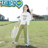 绿彩虹光女童夏装运动套装2023新款儿童洋气女孩夏季大童装短袖两件套夏款