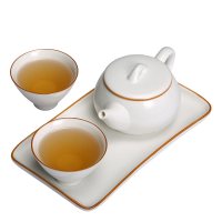 常生源 旅行功夫茶具套装 一壶二杯便携茶杯陶瓷茶盘茶壶茶杯整套 知白秋月套组