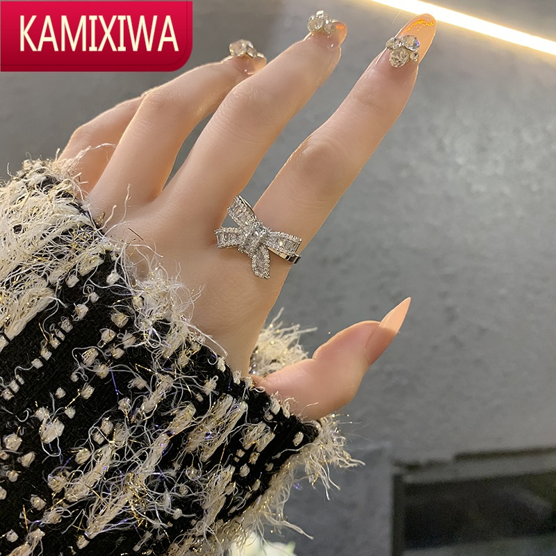 轻奢高级感开口戒指女时尚个性少女心蝴蝶结指环ins潮