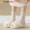 袜子女秋冬季中筒袜珊瑚绒加厚加绒睡眠地板袜舒适保暖毛巾长袜