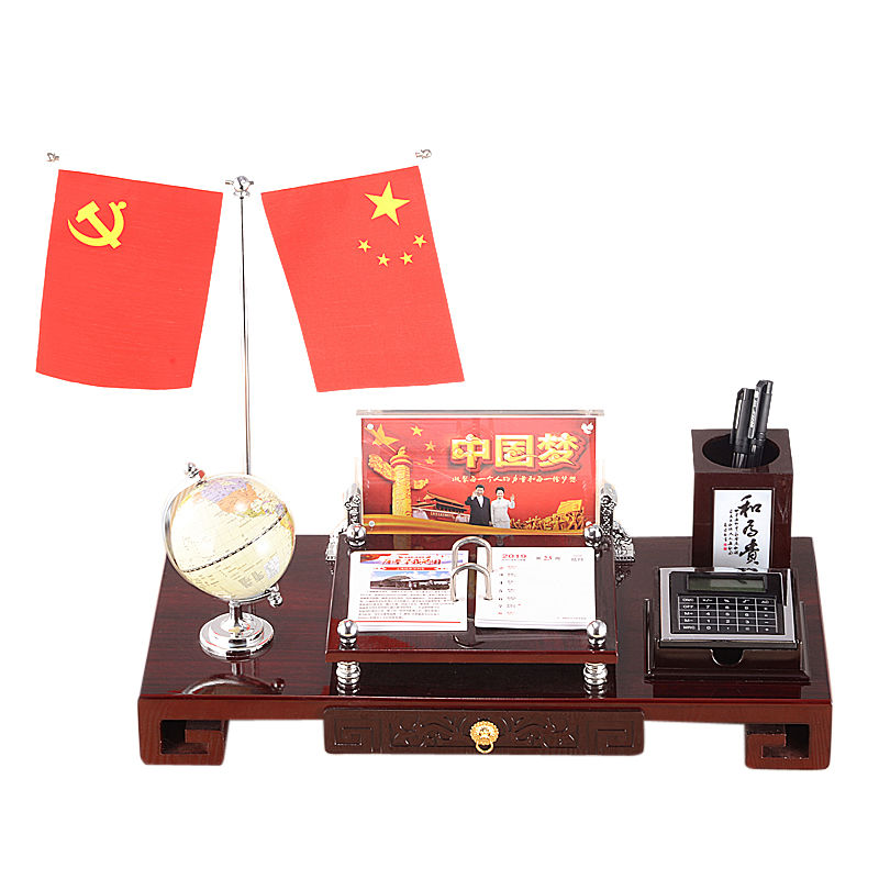 定制高档记事日历桌面文台鼠年创意木质台历架2021办公室摆件笔筒|抽屉-(48*24cm)