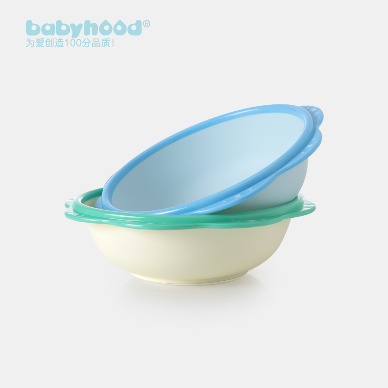 世纪宝贝(babyhood)婴儿脸盆宝宝洗脸盆小脸盆洗屁屁盆新生儿pp加厚小盆花瓣小脸盆BH-702 淡蓝色高清大图