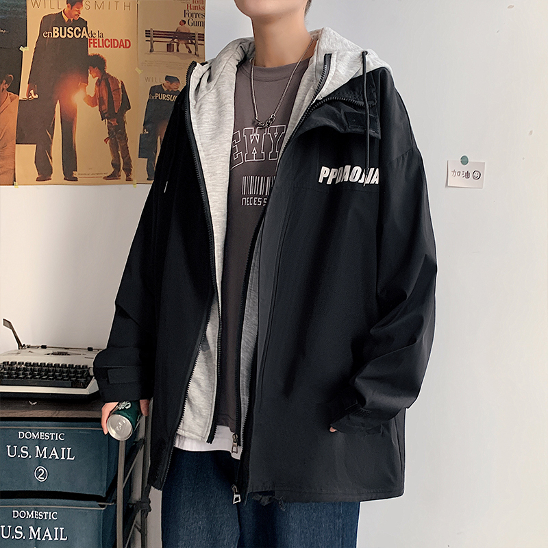 luan) 2021春季男士外套休闲运动百搭夹克时尚韩版撞色外搭上衣男装