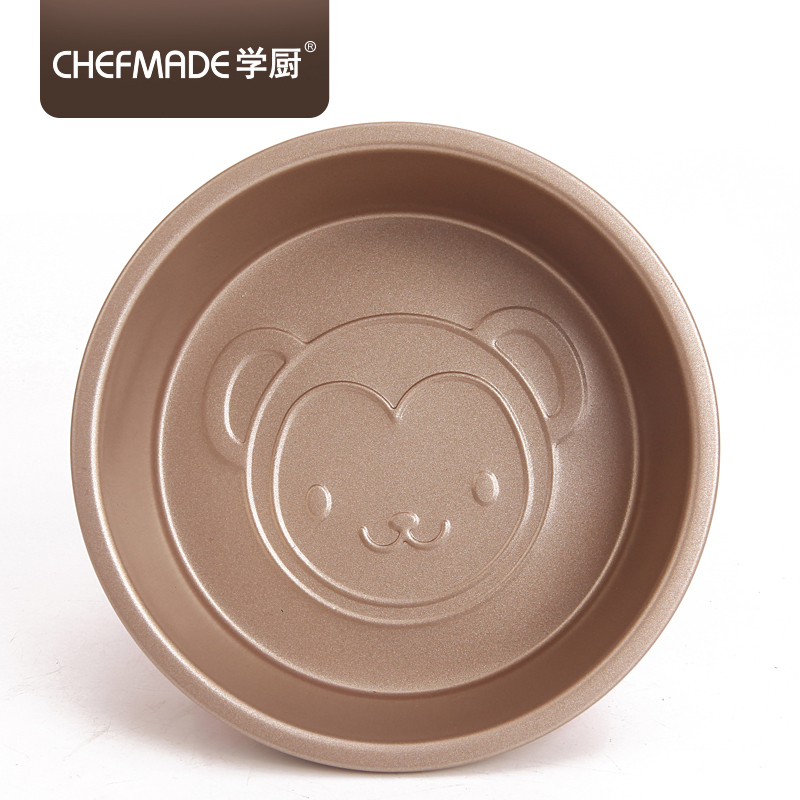 学厨 chefmade 蛋糕模具 烘焙模具重型碳钢 金色6寸固底不粘芝士蛋糕模具烤盘 猴年制定模具考烤箱用 WK9112