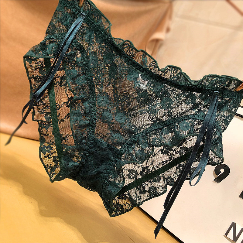 suntek日系性感蕾丝少女内裤诱惑低腰透视透气三角裤视频