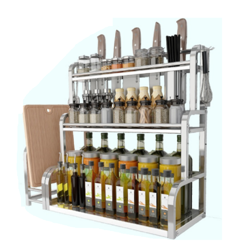 不锈钢厨房置物架调味料架用品刀架多层油盐酱醋收纳储物架省空间