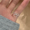 S925纯银线条蝴蝶结尾戒女简约甜美开口戒精致时髦配饰小香风