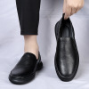 套脚男鞋春季软底中老年父亲休闲西装透气软面皮鞋男士真皮爸爸