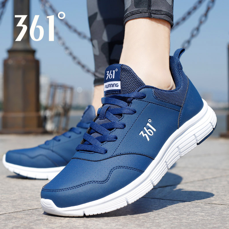 361运动鞋男皮面2021秋季男鞋361度正品防水减震蓝色学生跑步鞋参数