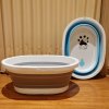 宠物洗澡盆猫咪专用浴缸猫猫沐浴盆小狗狗泡澡桶防跑洗猫盆可折叠 [折叠排水]灰白-适合7斤内幼猫