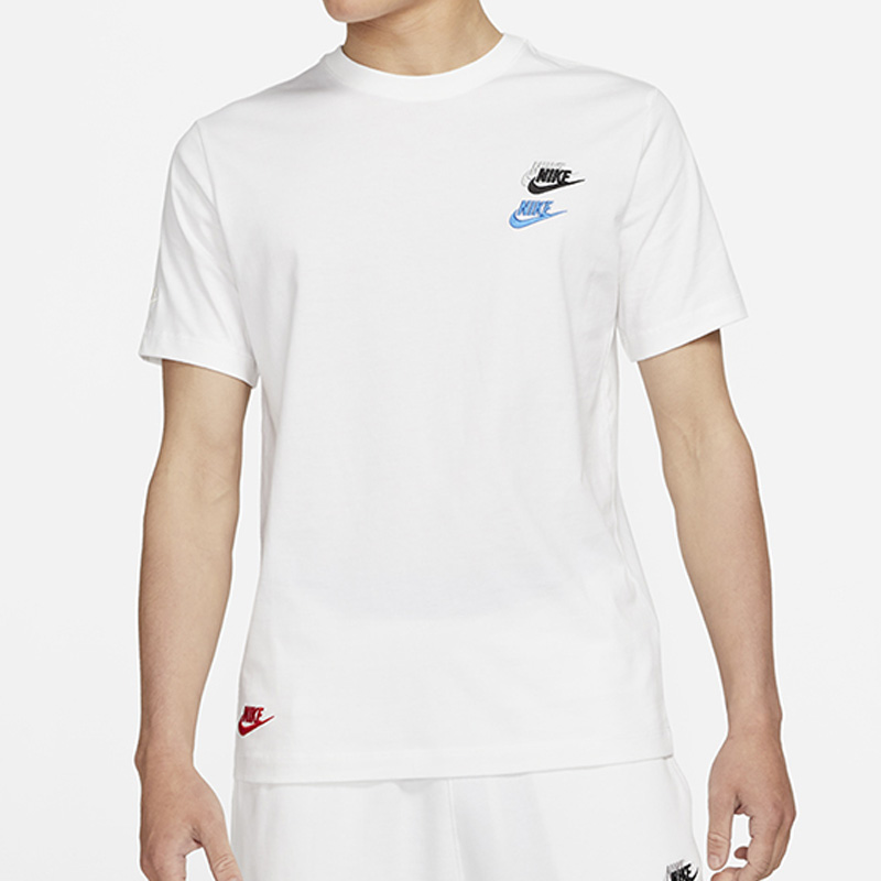 NIKE耐克男装2021夏新款彩色刺绣三钩短袖 