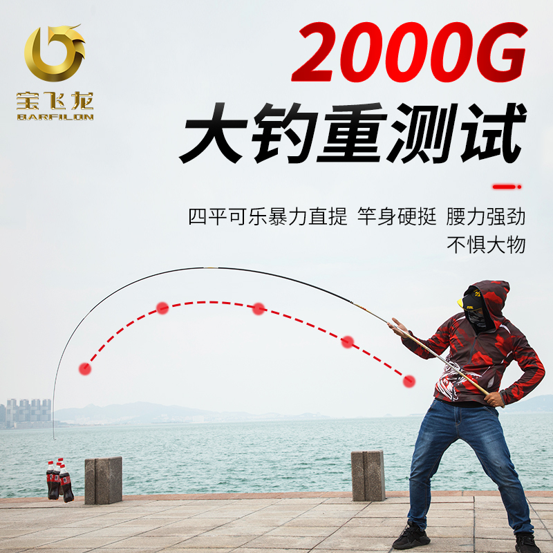 宝飞龙鱼竿藏珑5.4米台钓竿碳素超轻超硬19调黑坑偷驴钓鱼竿手竿