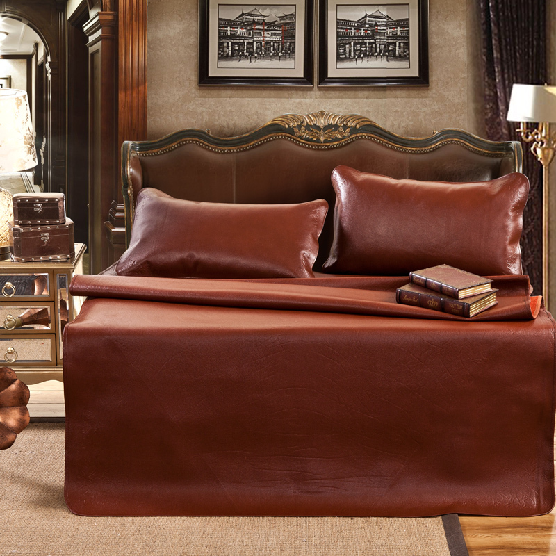 1298元包邮 婉寇 头层压花水牛皮席三件套 180*200cm