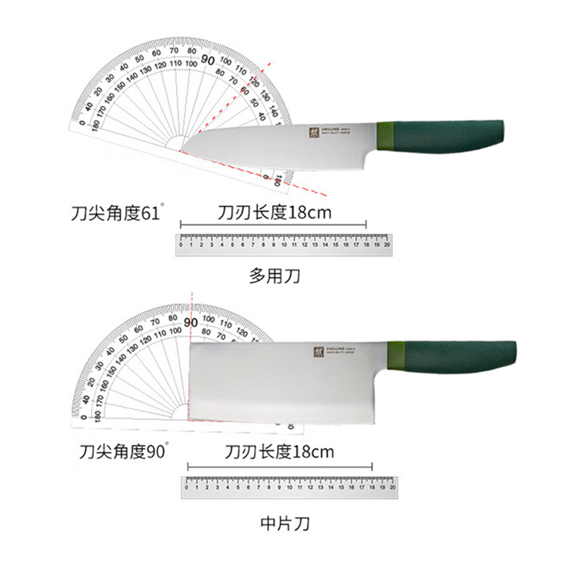 双立人刀具套装2件套菜刀水果刀青柠色54370-002-722高清大图