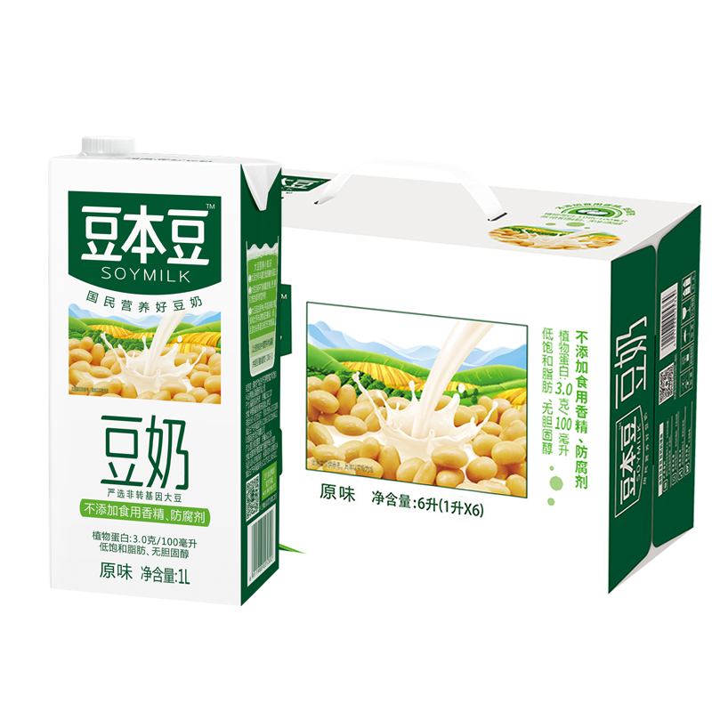 豆本豆 原味豆奶 1L*6 6000ML 盒装(新老包装随机发货)