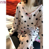 桃心纯棉睡衣女秋套装长袖长裤宽松两件套可爱韩版秋冬学生家居服