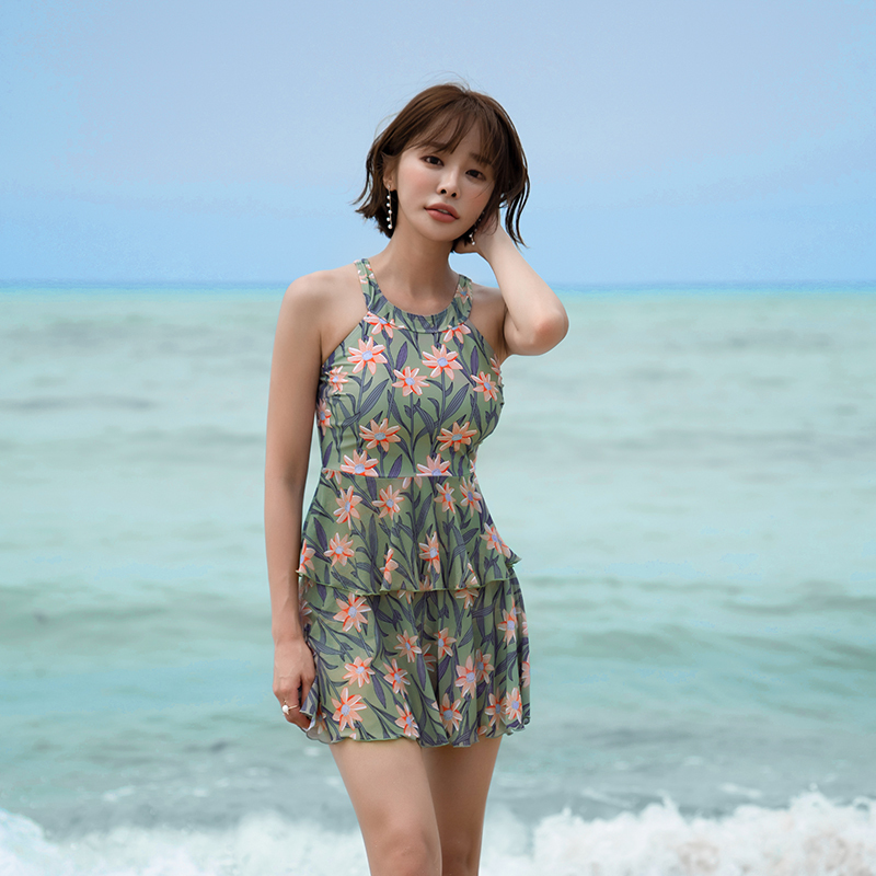 海波特seabbot泳衣女士连体泳衣保守带胸垫无钢托小胸聚修身显瘦遮肚