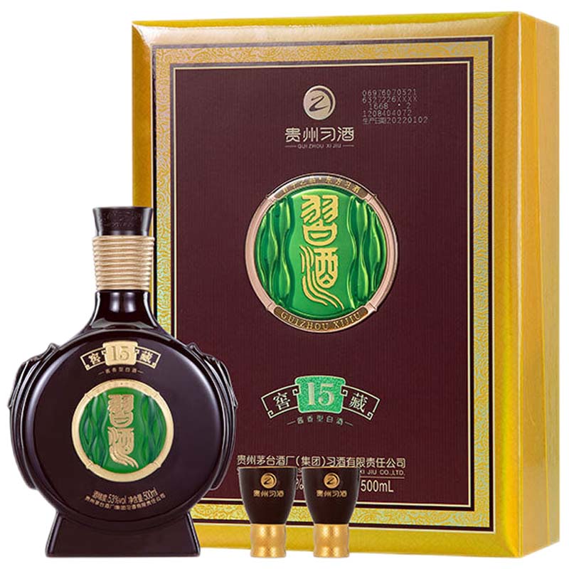 贵州习酒 窖藏十五年 礼盒装 53度 酱香型白酒 500ml 单瓶装